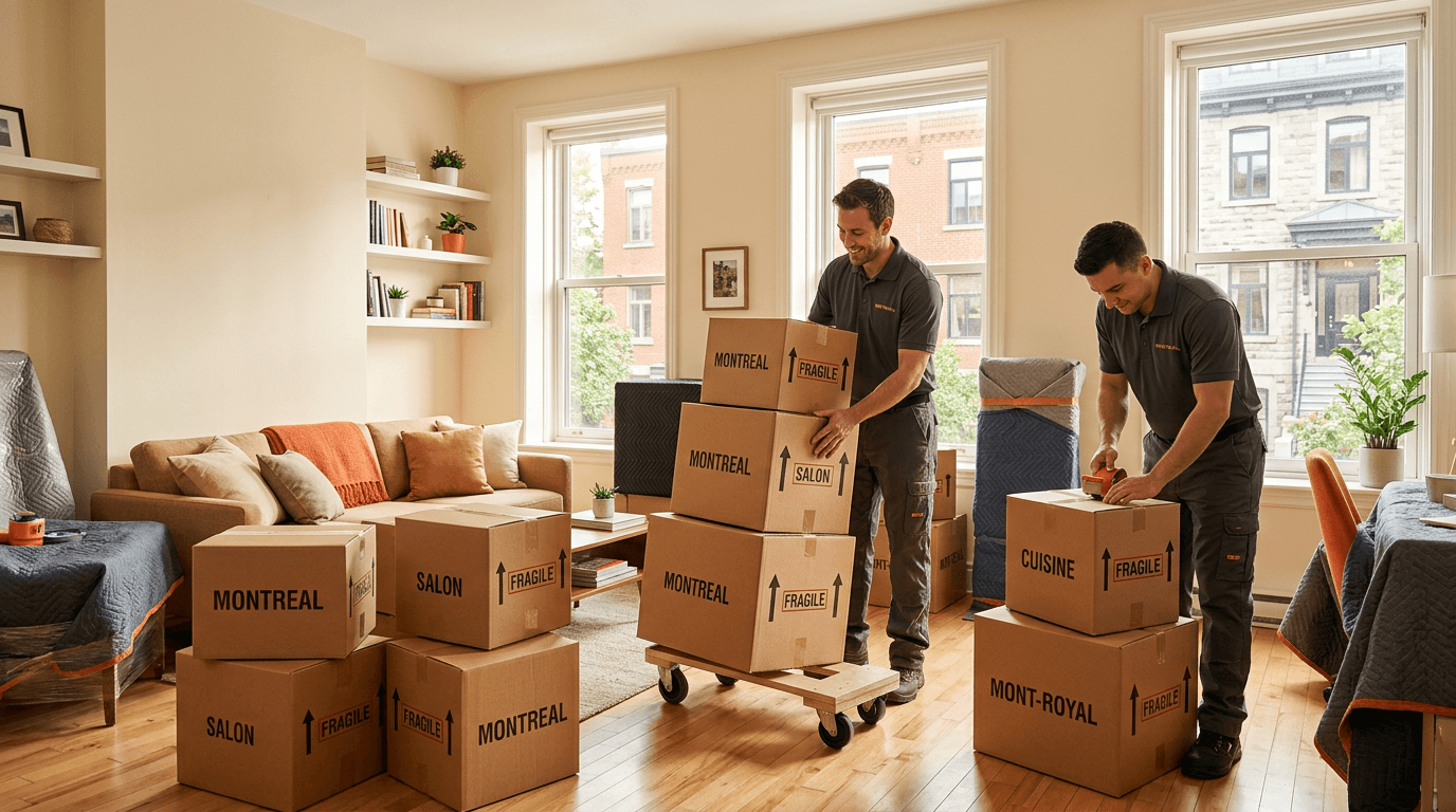 End of month movers Montreal loading truck on last day of lease
