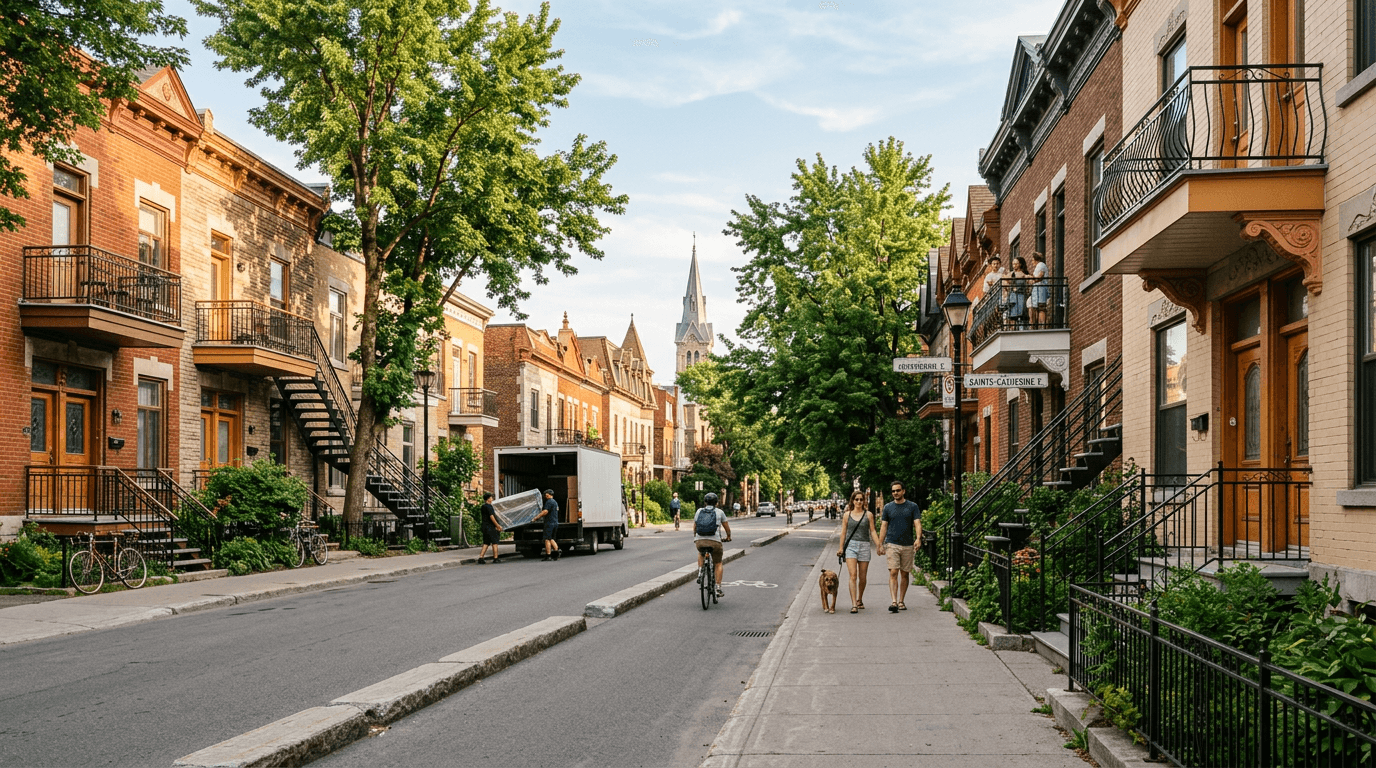 Movers Hochelaga loading truck on Ontario Street East