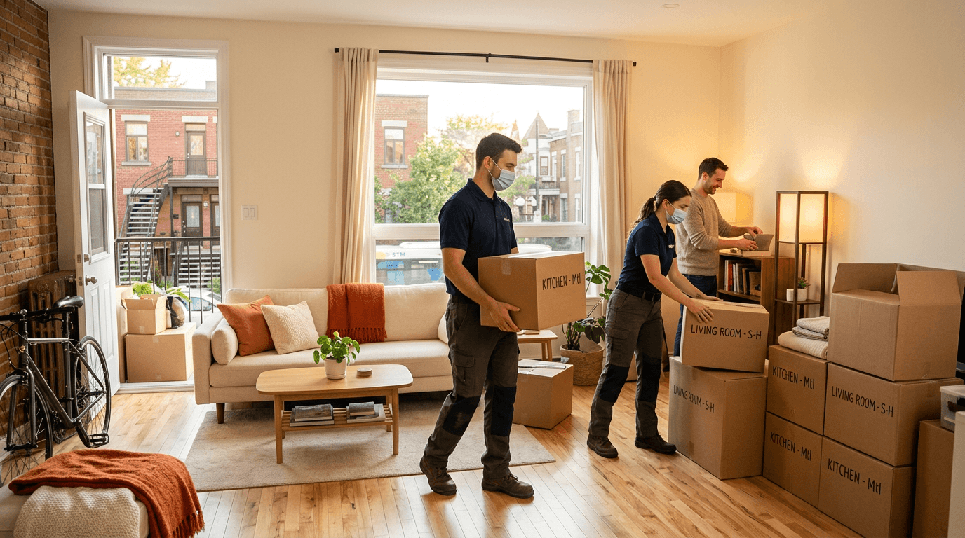 Movers Saint-Henri loading truck near Notre-Dame Street West