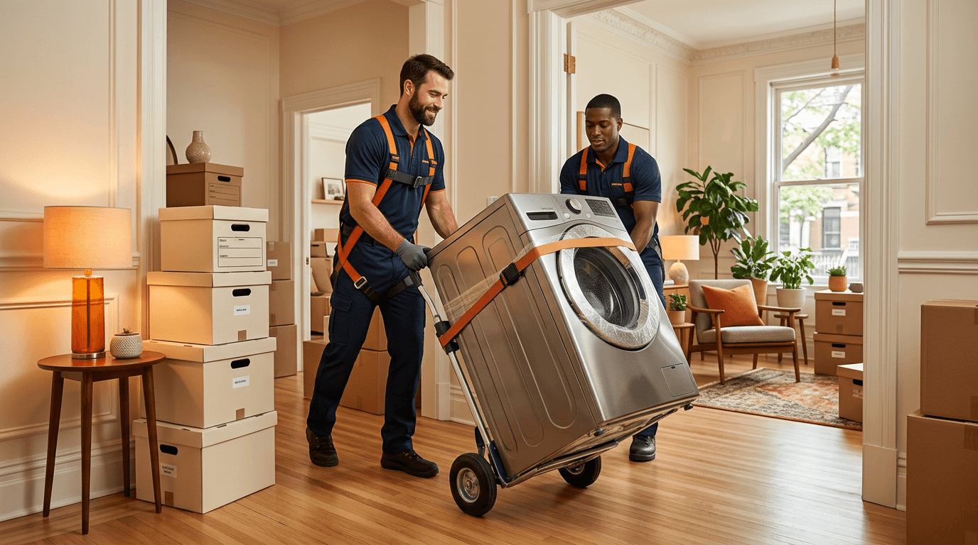 Heavy household item prepared for protected transport