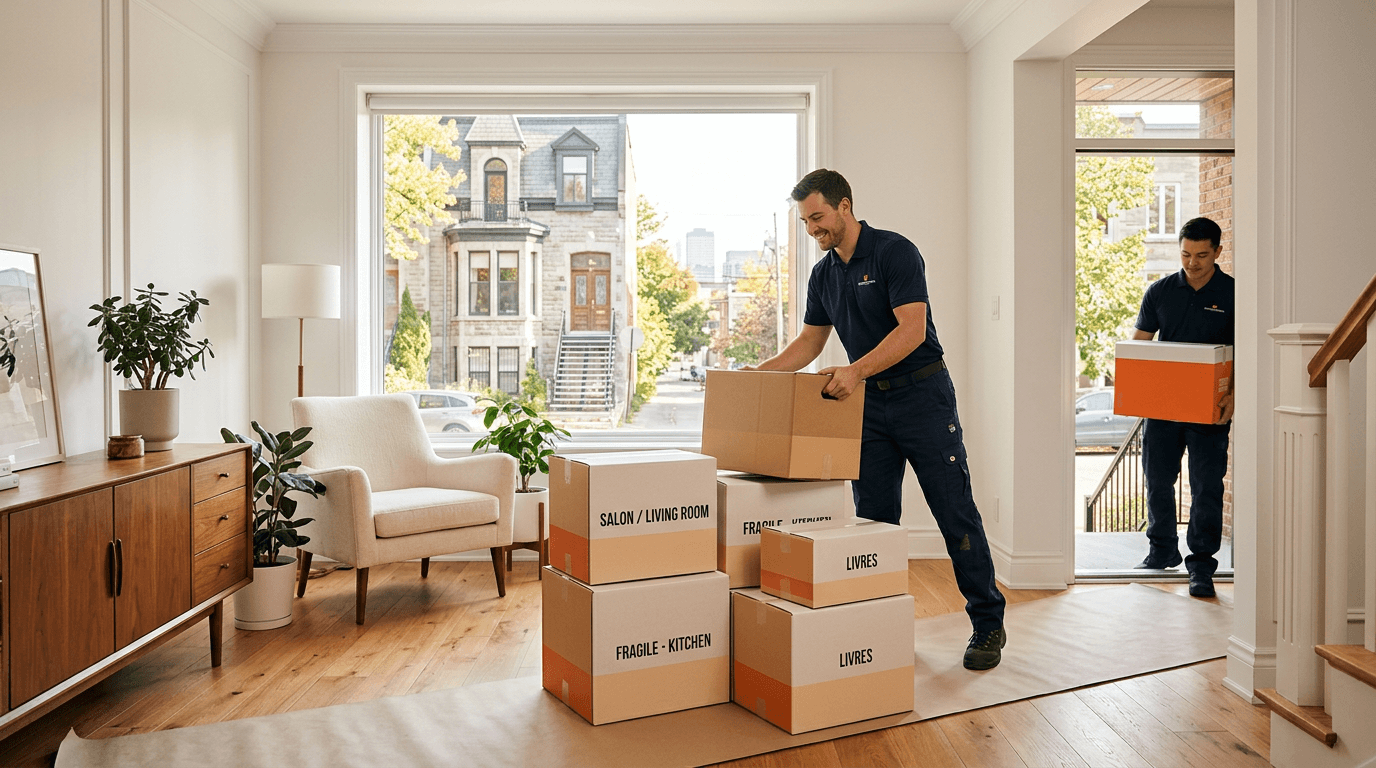 Long-distance moving truck prepared for departure