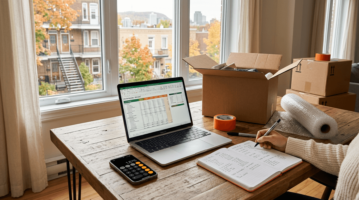 Moving estimate planning with boxes and furniture inventory