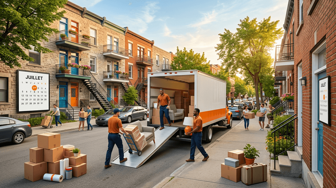 Montreal moving day boxes and truck loading