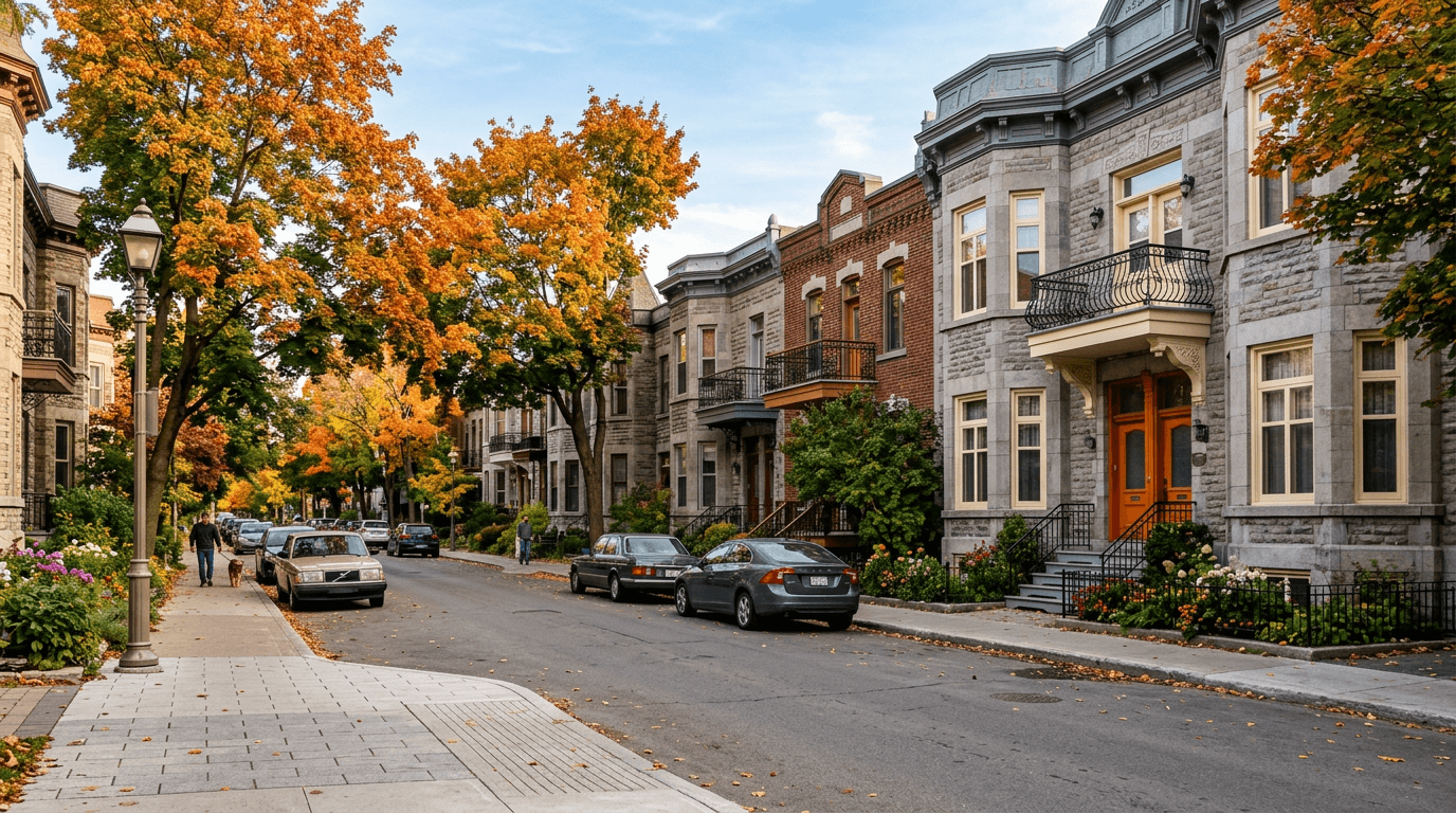 Movers Outremont Montreal loading truck in residential neighbourhood