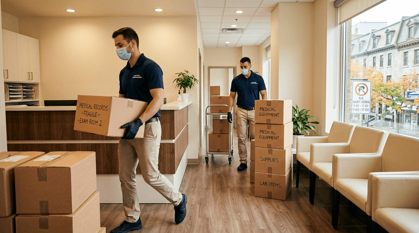 Medical office movers Montreal relocating clinic equipment and furniture