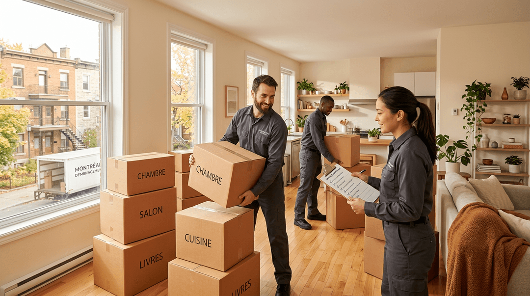 Labeled moving boxes prepared before moving day