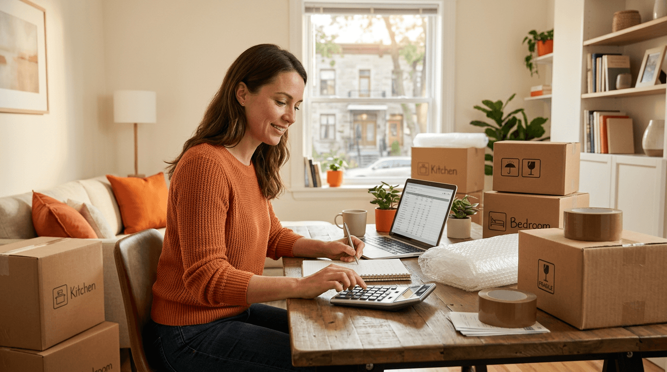3 bedroom movers Montreal loading furniture and boxes from apartment