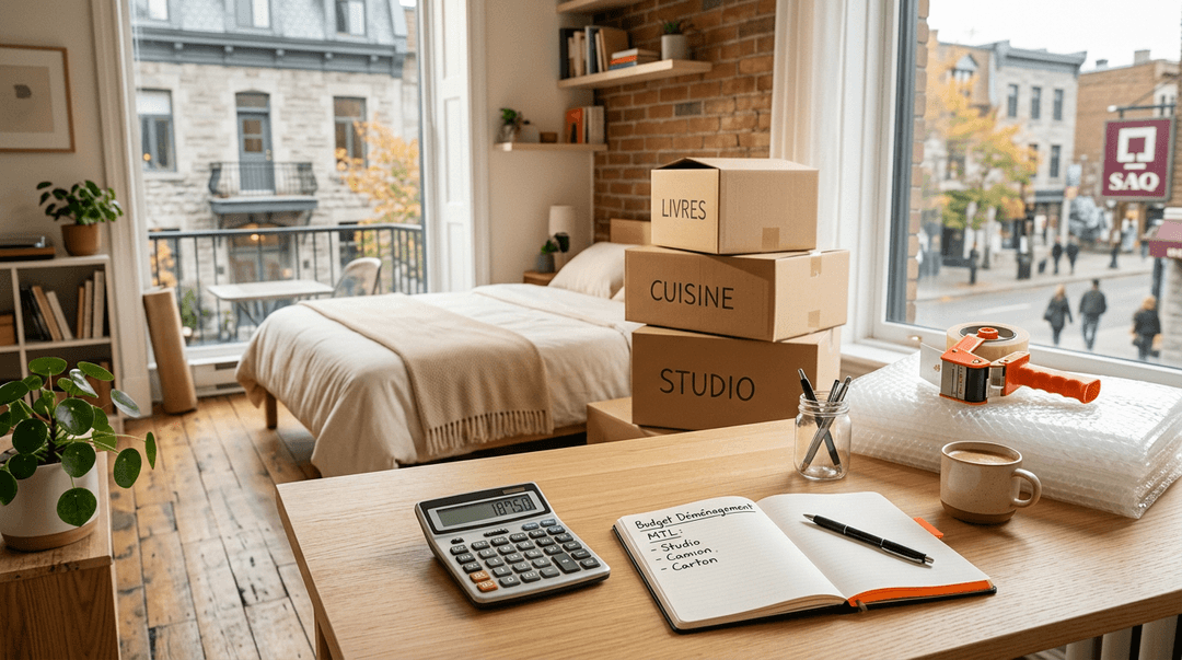 Boxes and furniture ready for a small apartment move