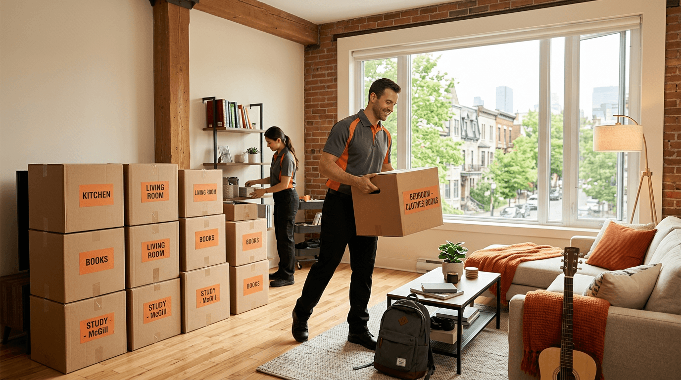 Boites d'appartement etudiant preparees avant le demenagement